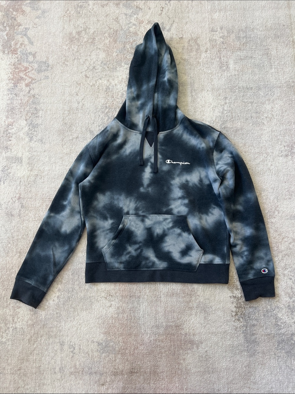 Champion Black & Gray Tie-Dye Hoodie Sweatshirt